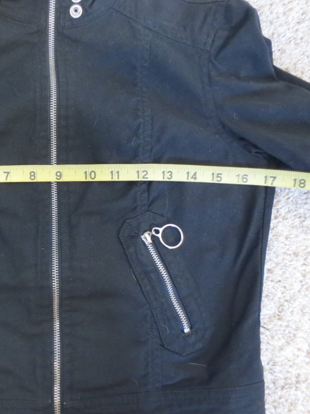 Rampage Black Moto Jacket w/ Silver Hardware Denim Fashion Stylish Crop - S - Picture 10 of 11